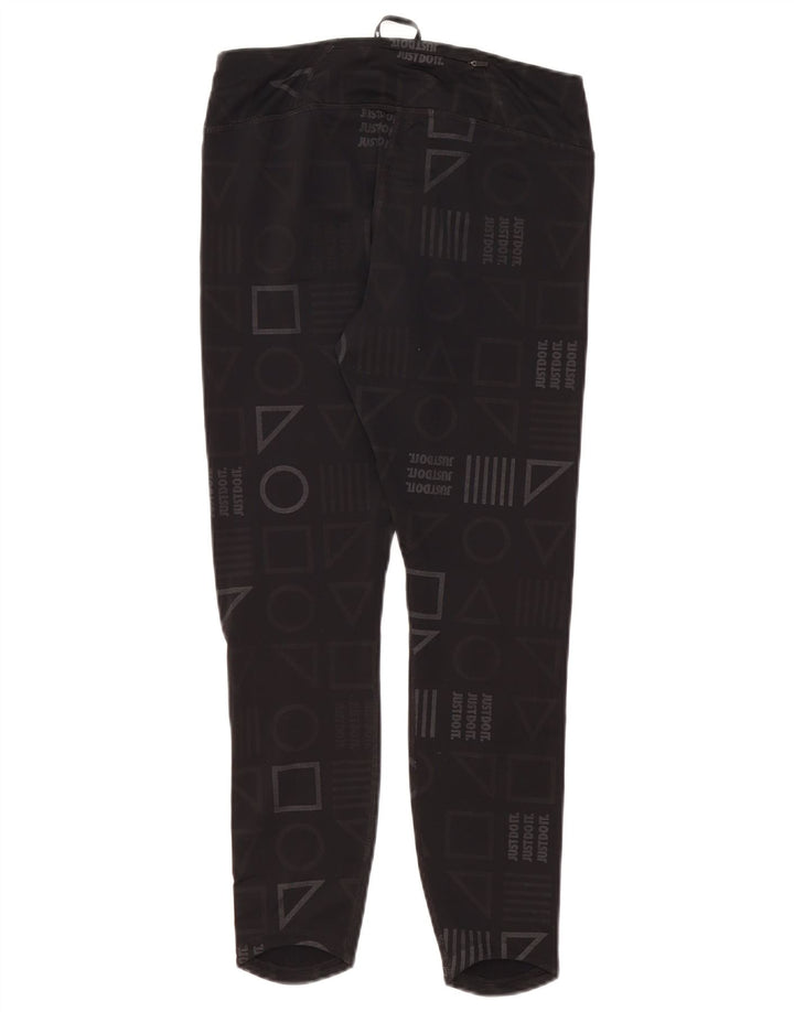 Nike Damen Dri Fit Graphic Leggings UK 14 Medium Schwarz Geometrisch