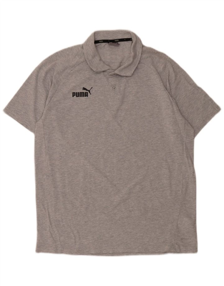 PUMA Mens Polo Shirt Large Grey Cotton