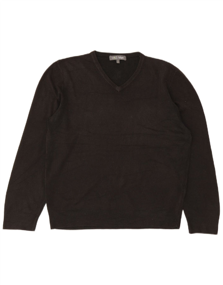 Marks & Spencer Herren-Pullover mit V-Ausschnitt, groß, Acryl, Schwarz