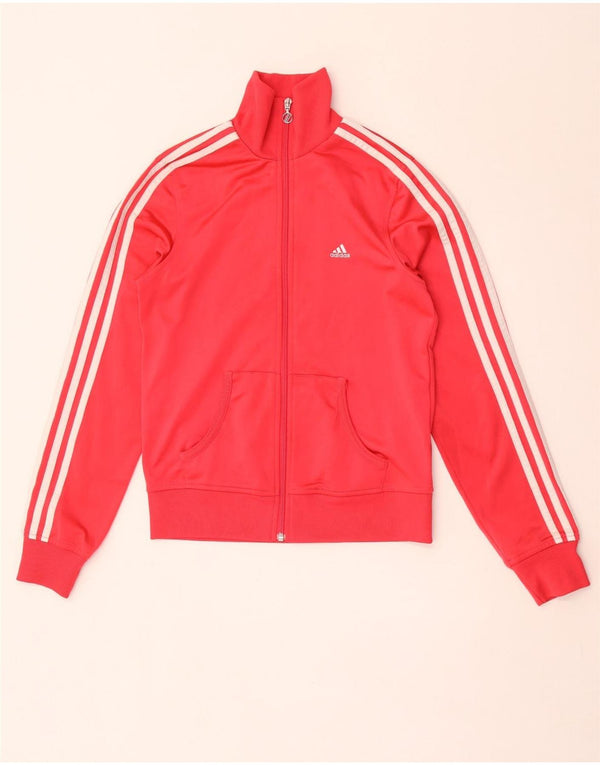 Adidas Damen Trainingsanzug Top Jacke UK 10 Small Rot Polyester
