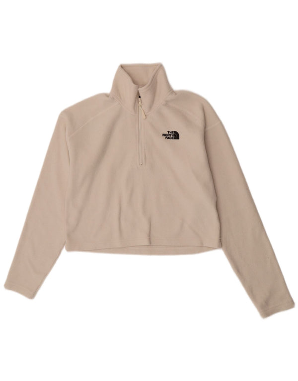 The North Face Damen Crop Zip Neck Fleece Pullover UK 10 Small Weiß