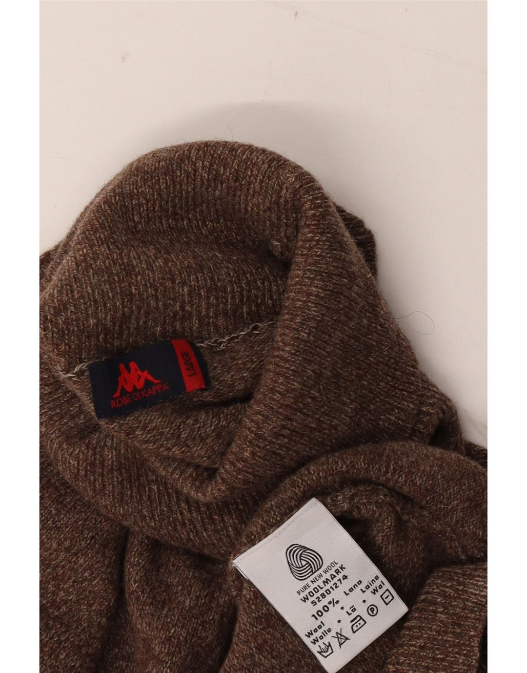 Kappa Herren-Pullover mit Rollkragen, groß, braun gesprenkelte Wolle