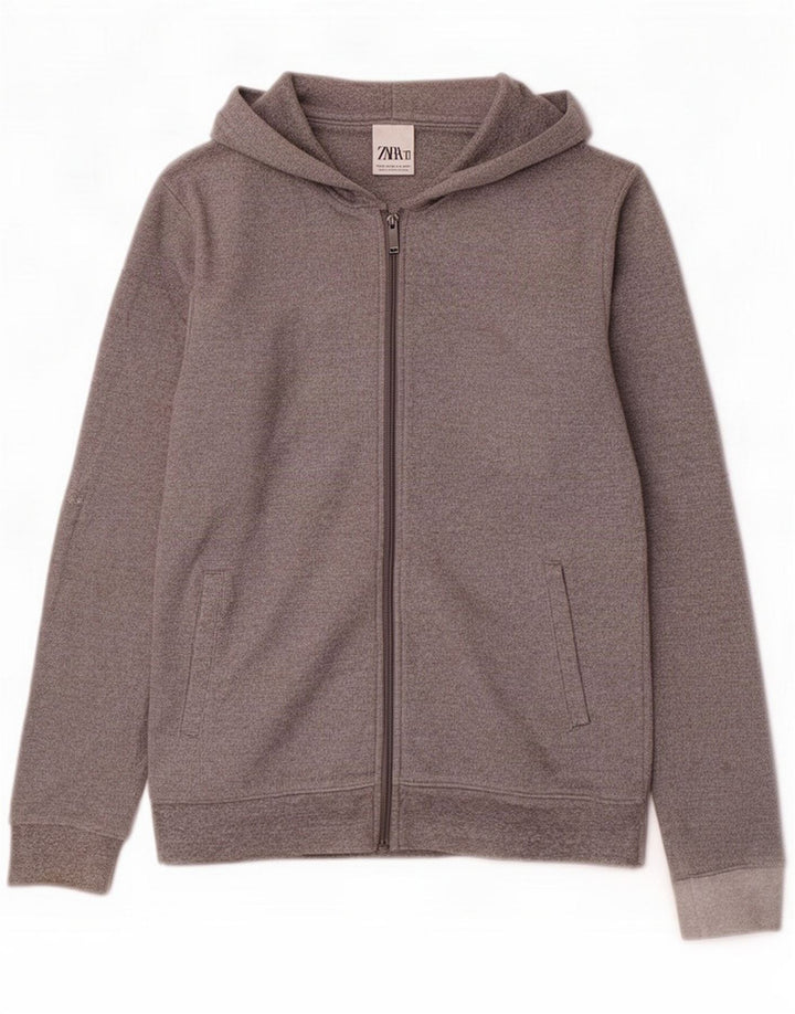 Zara Herren-Kapuzenpullover mit Reißverschluss, mittelgrau