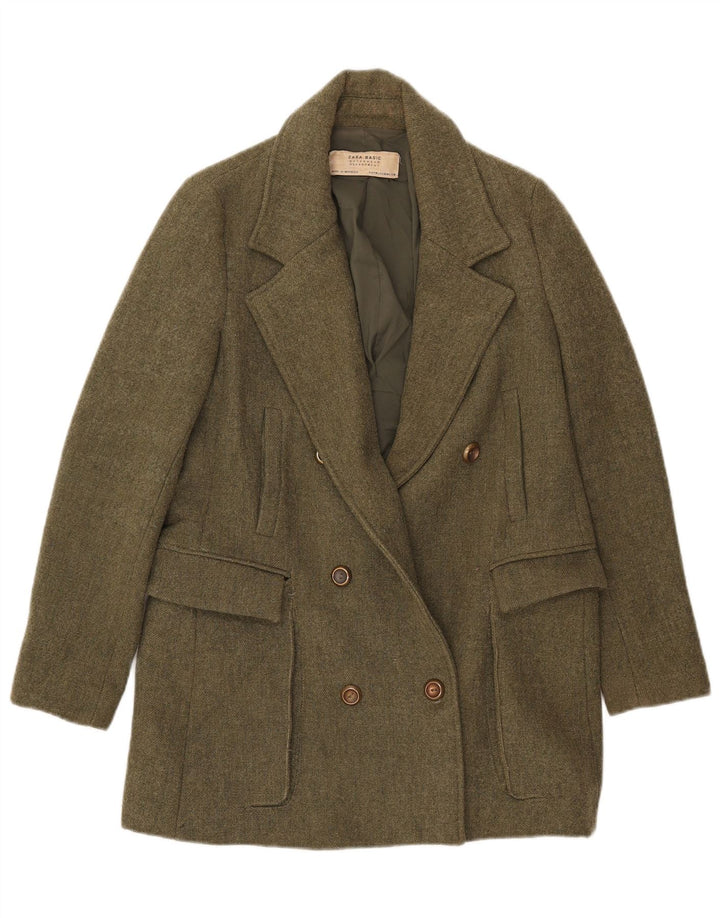 Zweireihiger Blazer für Damen von Zara, Größe UK 12, Mittel-Khaki, Polyester