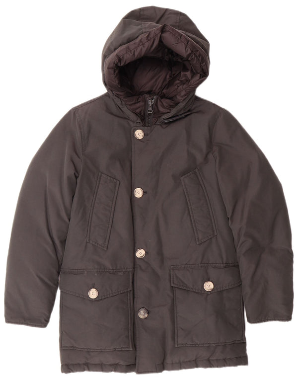 WOOLRICH Wattierter Jungenmantel mit Kapuze, 9–10 Jahre, schwarze Baumwolle