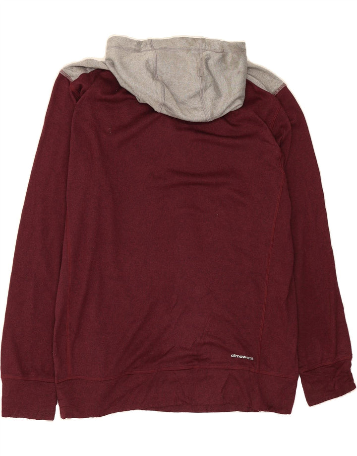 ADIDAS Mens Hoodie Jumper Large Burgundy Colourblock Polyester Vintage Adidas and Second-Hand Adidas from Messina Hembry 