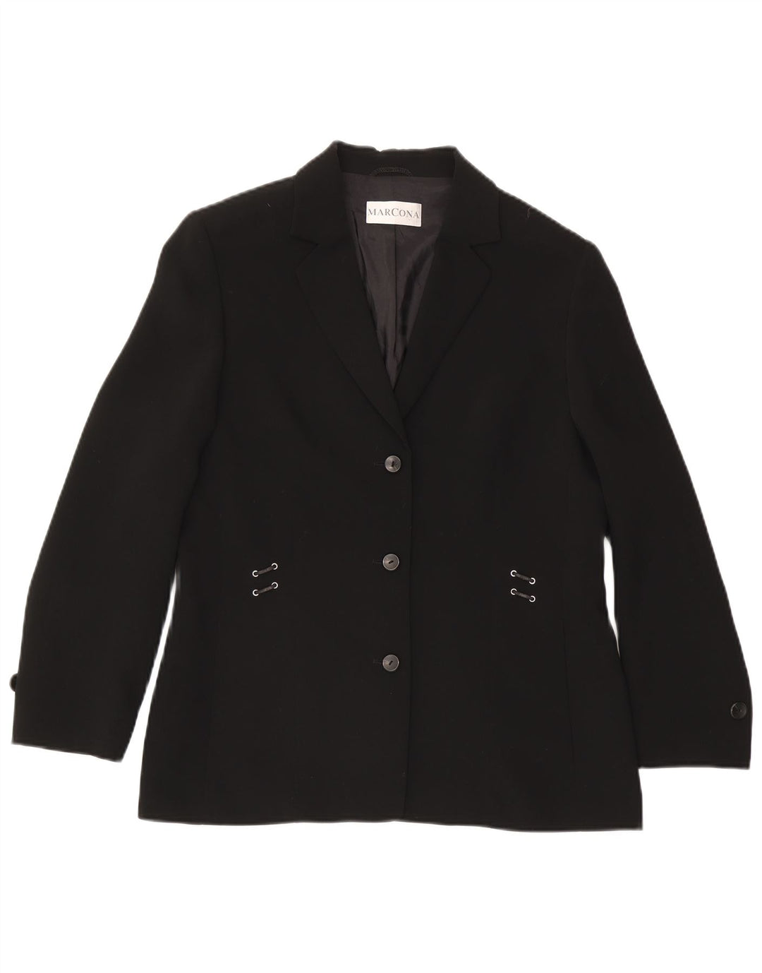 Marcona Damen-Blazerjacke mit 3 Knöpfen, UK 16, Größe L, Schwarz, Polyester