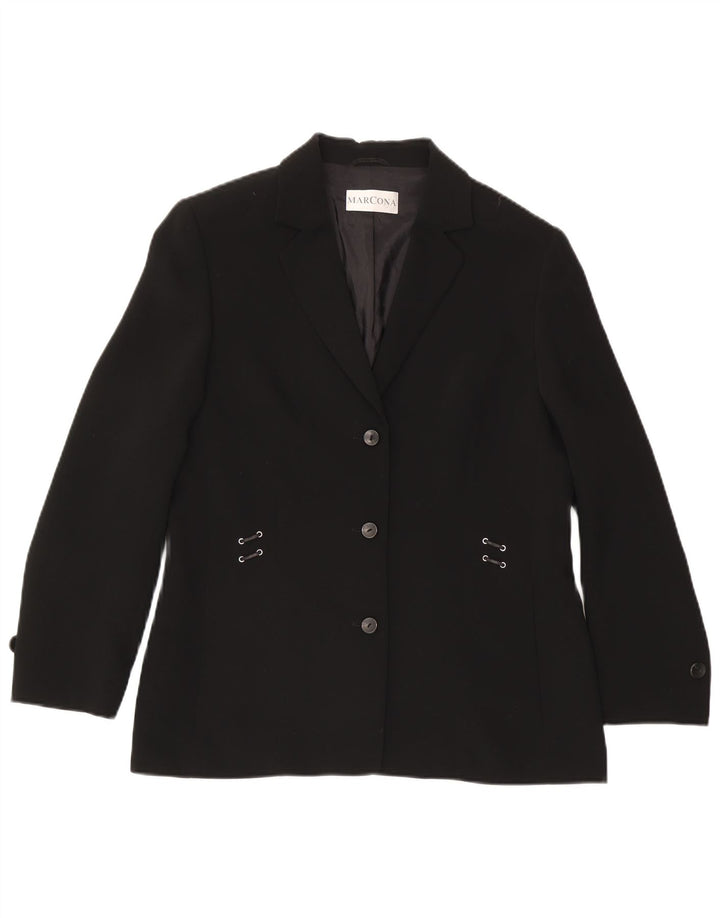 Marcona Damen-Blazerjacke mit 3 Knöpfen, UK 16, Größe L, Schwarz, Polyester