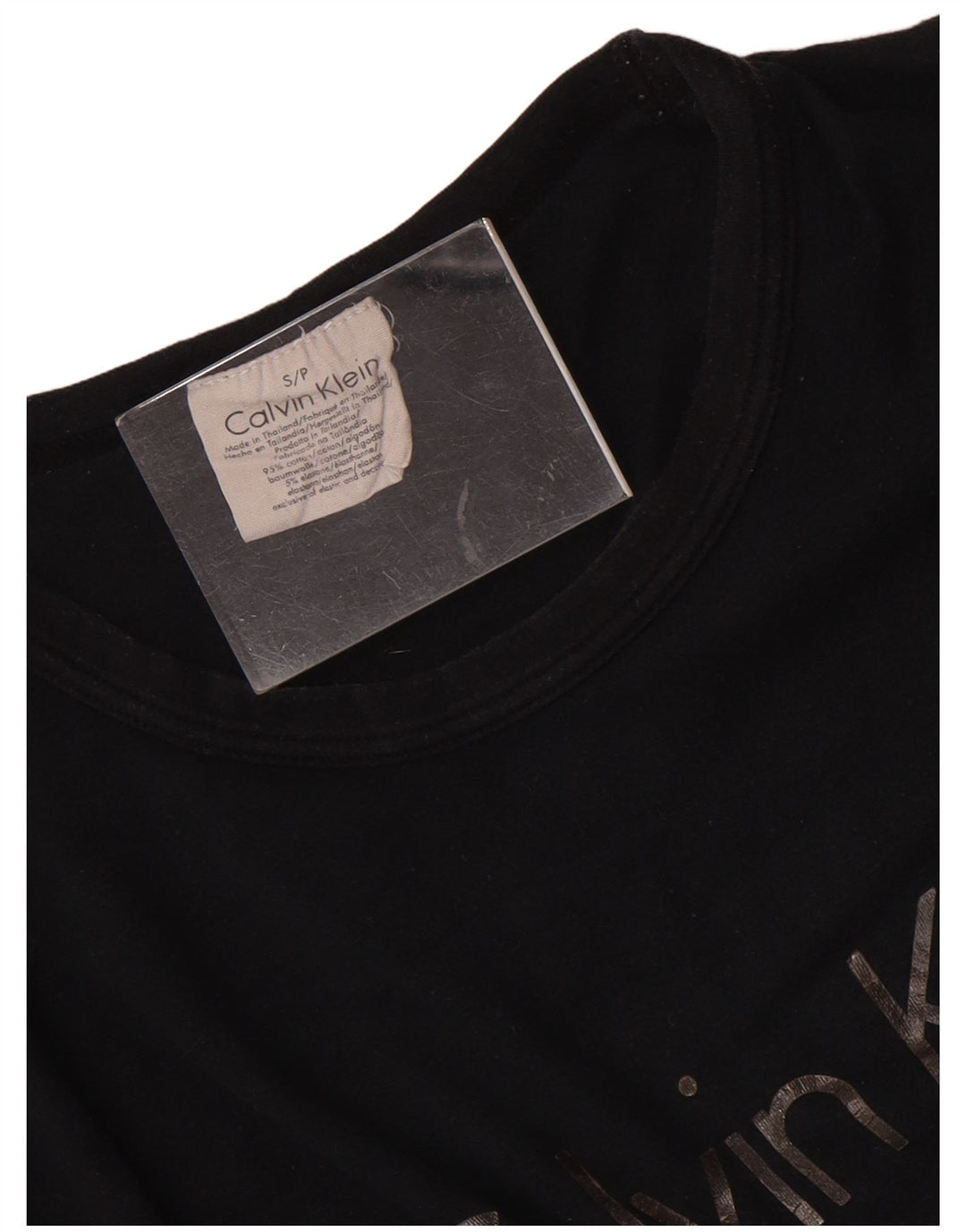 Calvin Klein Herren-T-Shirt mit Grafik, Größe S, schwarze Baumwolle