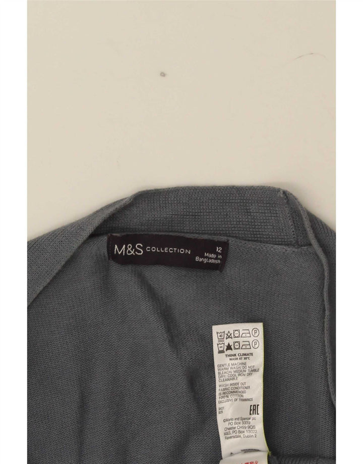 Marks & Spencer Offener Damen-Cardigan-Pullover UK 12 Mittelgraue Baumwolle
