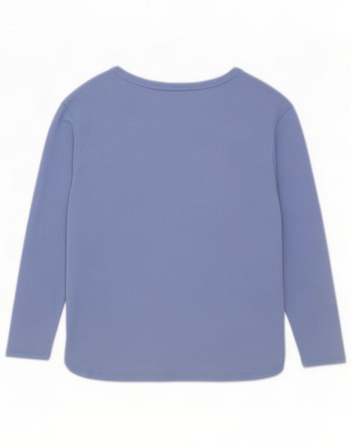 Marks & Spencer Damen Top Langarm UK 14 Mittelblaues Leinen