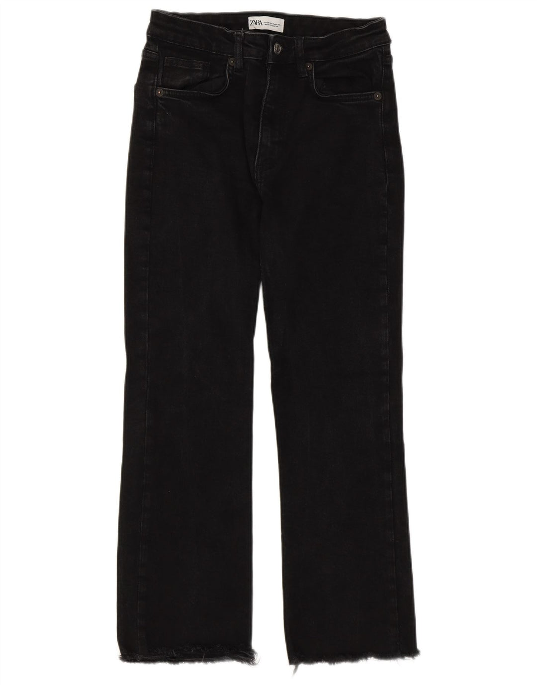 Zara Damen Straight Jeans EU 38 Small W28 L25 Schwarze Baumwolle
