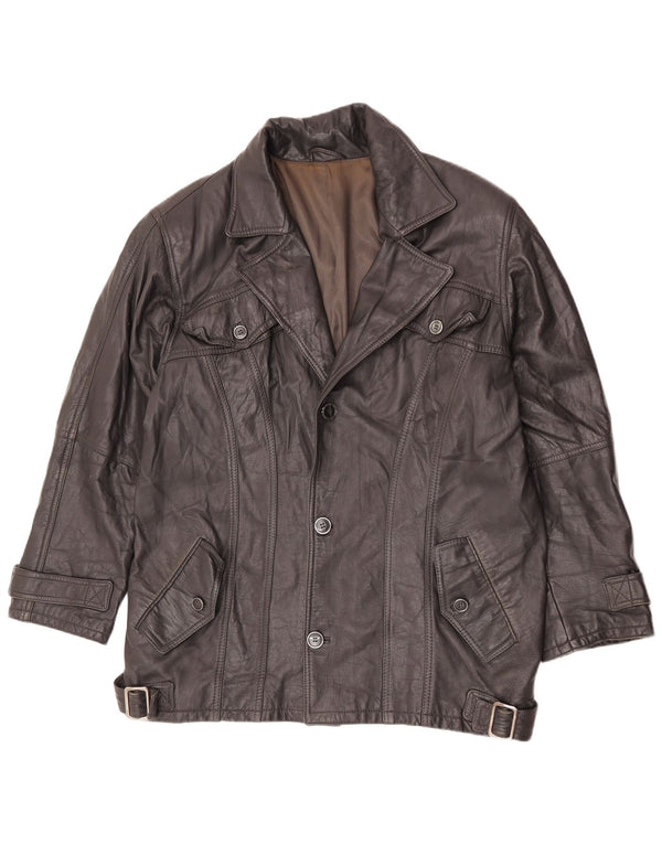 Vintage Herren Lederjacke IT 56 3XL Schwarzes Leder