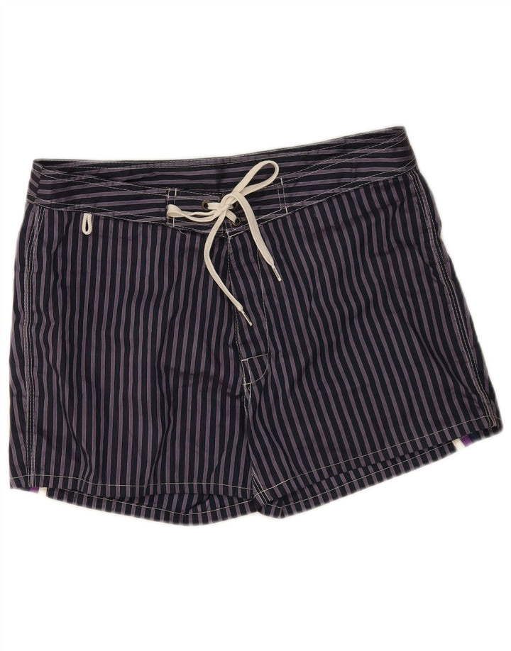 Sundek Herren-Badeshorts, mittelgroß, marineblau, Nadelstreifen, Polyester