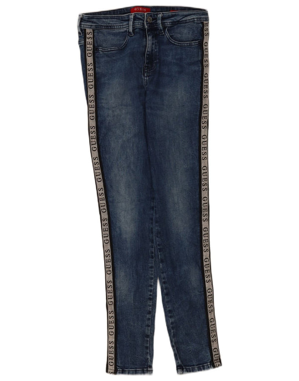 Guess Damen Graphic High Rise Skinny Jeans W28 L28 Blaue Colourblock-Baumwolle
