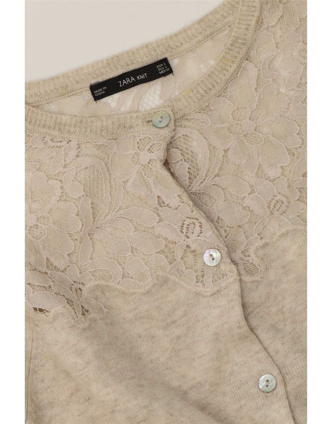 Zara Damen-Cardigan-Pullover UK 16 Large Beige Flecked