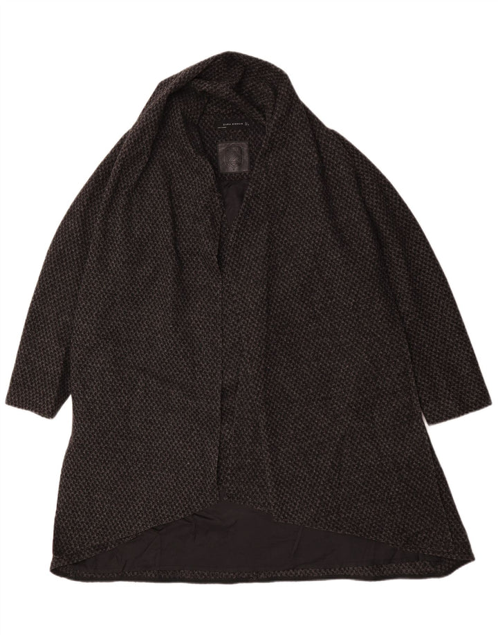Zara Womens Open Overcoat UK 16 Große graue Wolle
