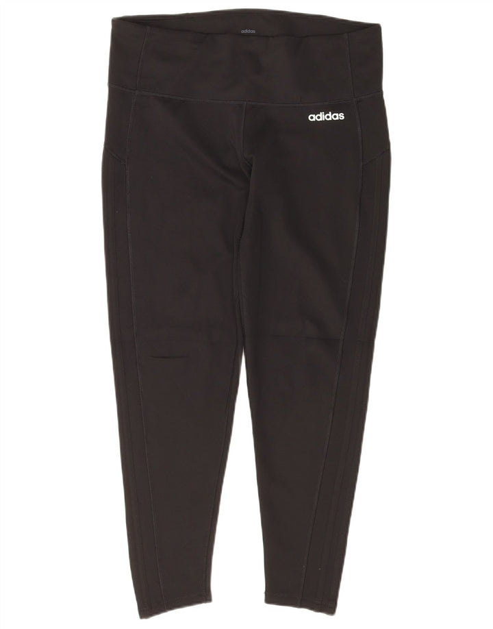 ADIDAS Damen Climalite Crop Leggings UK 16/18 Large Schwarz Polyester