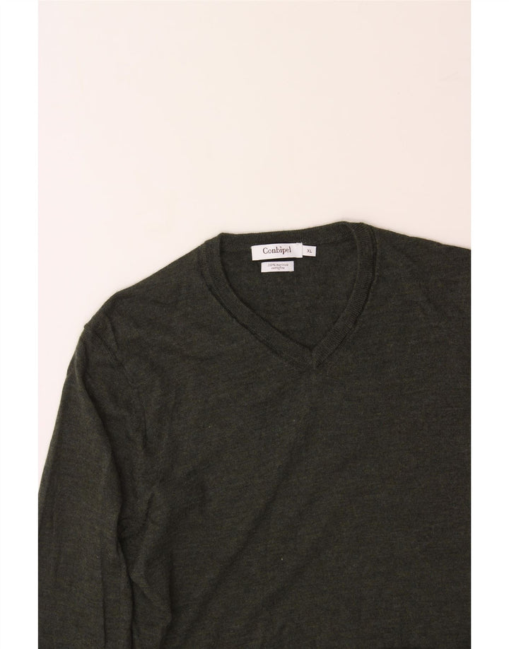 CONBIPEL Womens V-Neck Jumper Sweater UK 18 XL Khaki Wool Vintage Conbipel and Second-Hand Conbipel from Messina Hembry 