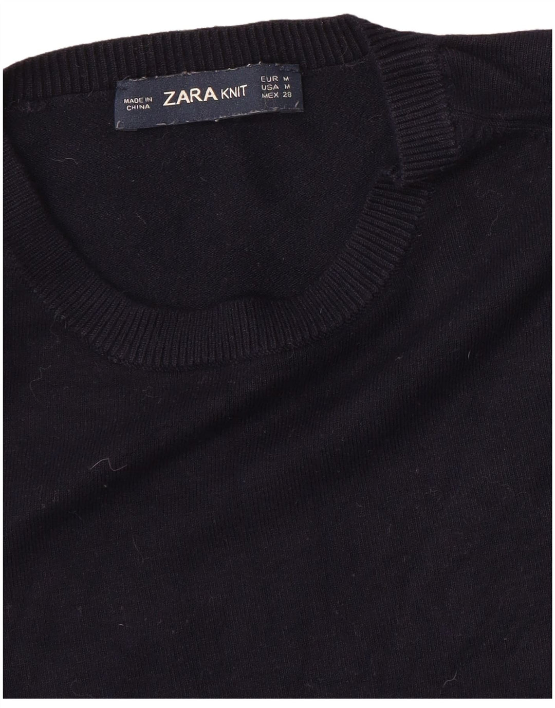 ZARA Damen-Pullover mit Rundhalsausschnitt, Gr. 12, mittleres Marineblau