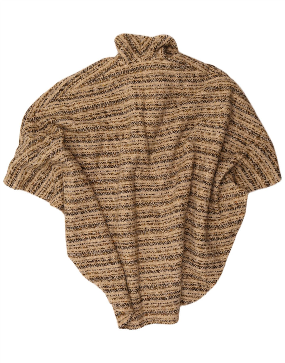 Vintage Damen Poncho Cardigan Pullover One Size Beige Geometrisch