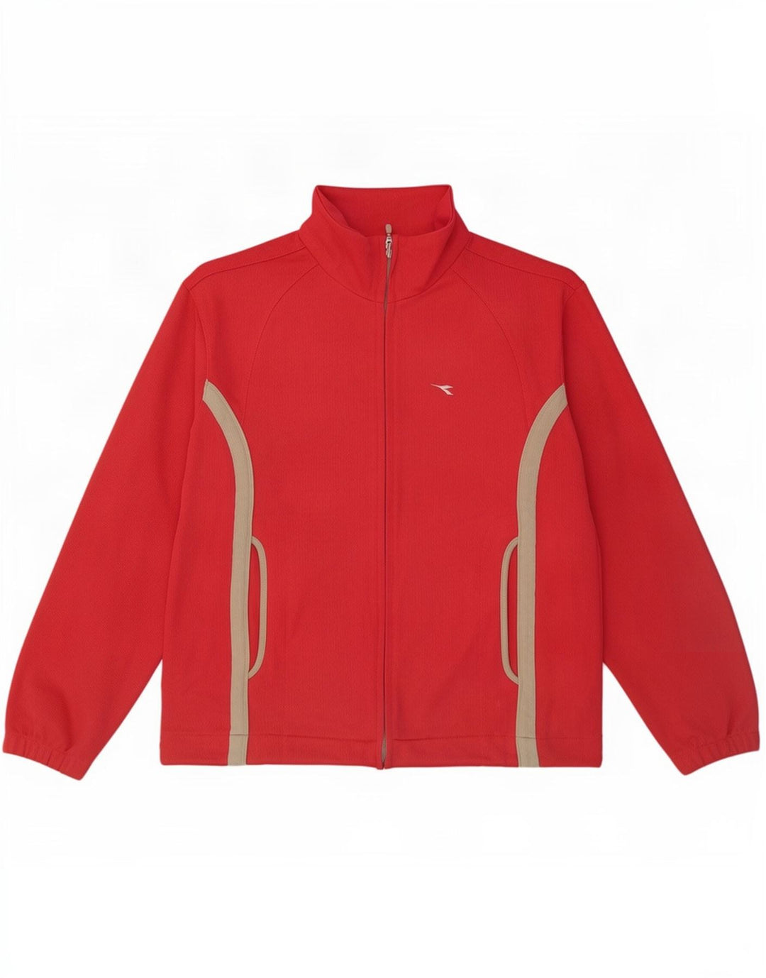 Diadora Damen-Trainingsanzug-Top-Jacke, UK 12, mittelrotes Farbblock-Polyester