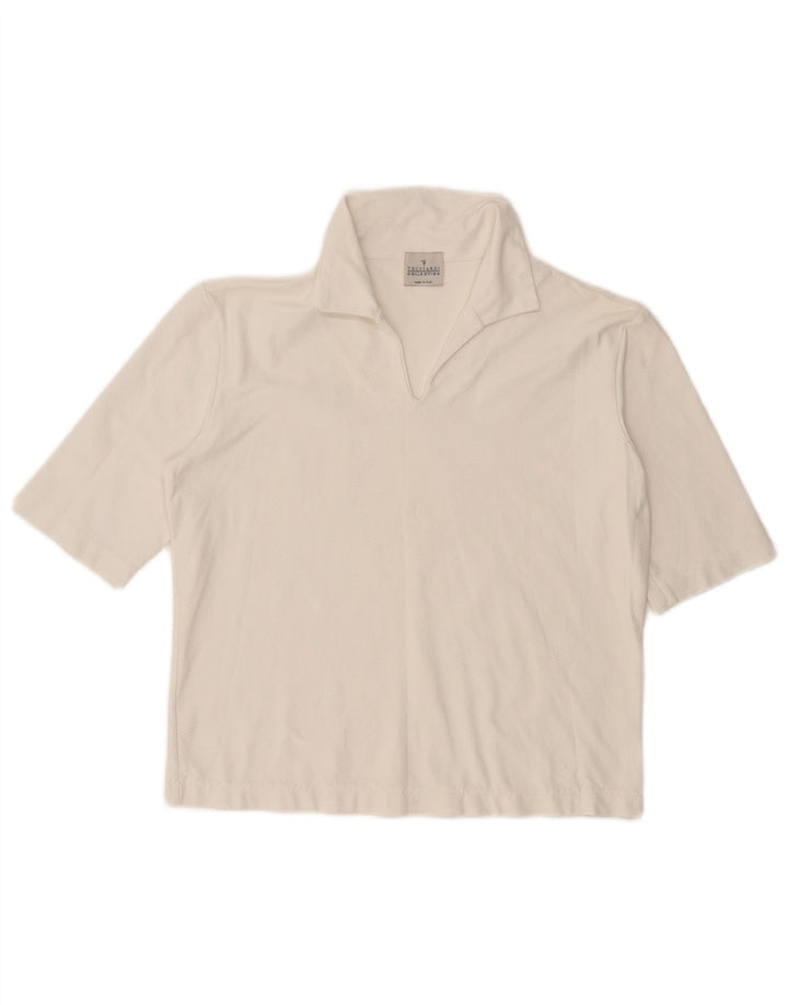 TRUSSARDI Damen Crop Poloshirt UK 12 Mittelweißes Polyamid