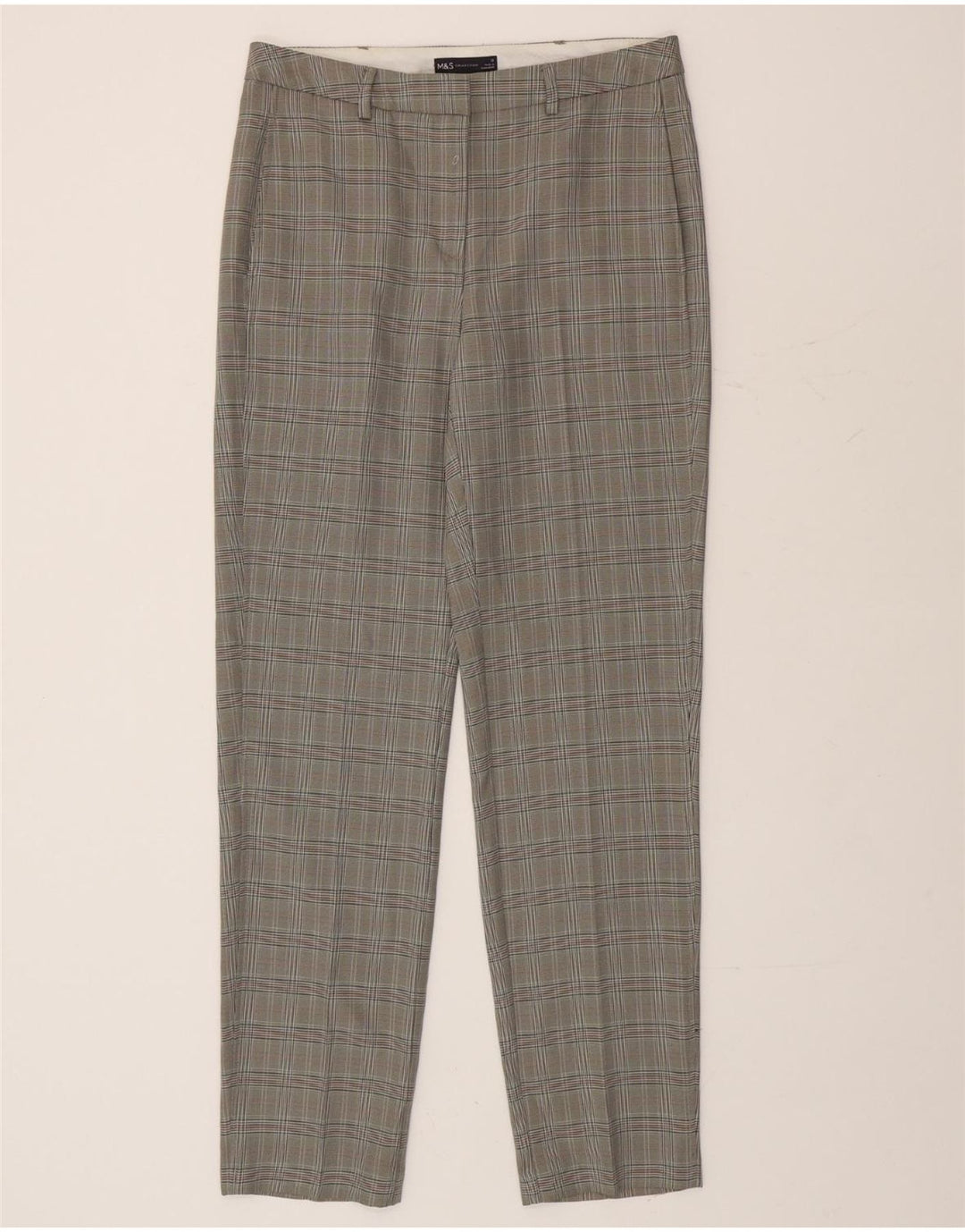 Marks & Spencer Damen Chinohose UK 12 M W32 L33 Grauer Hahnentritt