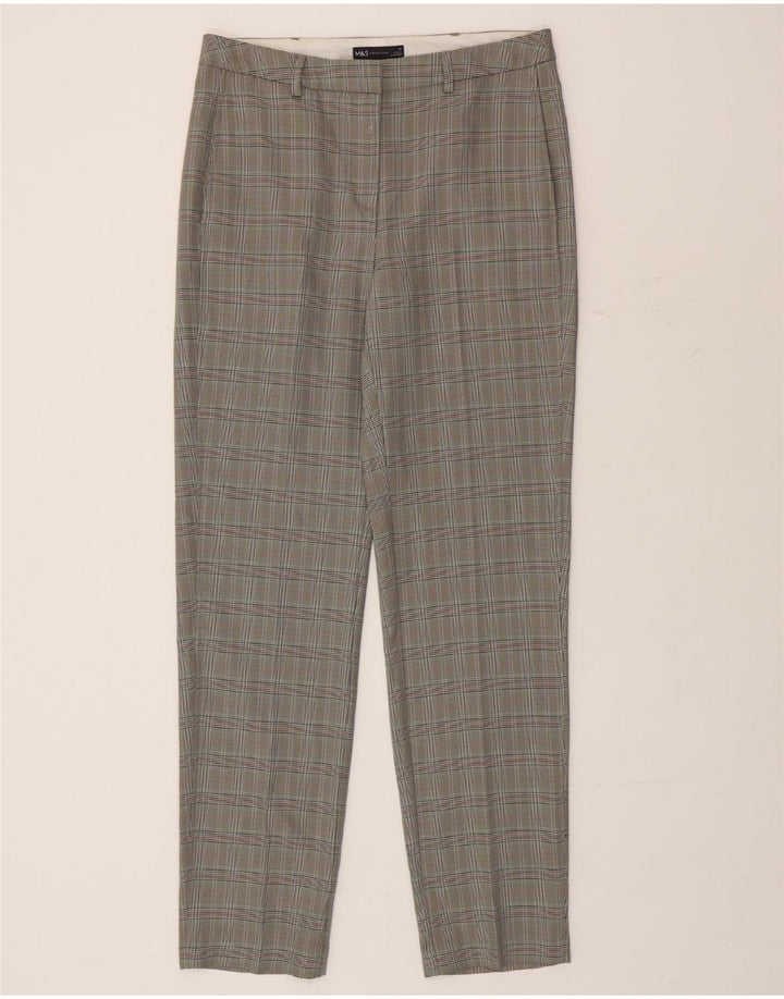 Marks & Spencer Damen Chinohose UK 12 M W32 L33 Grauer Hahnentritt