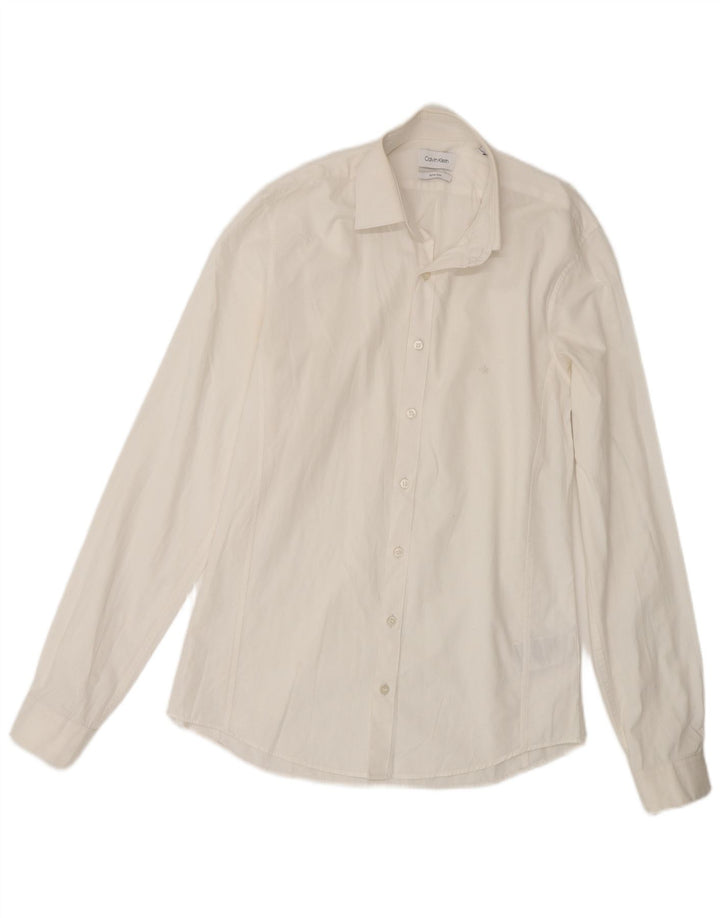 Calvin Klein Herren Slim Fit Hemd Größe 38 15 Mittelweiße Baumwolle