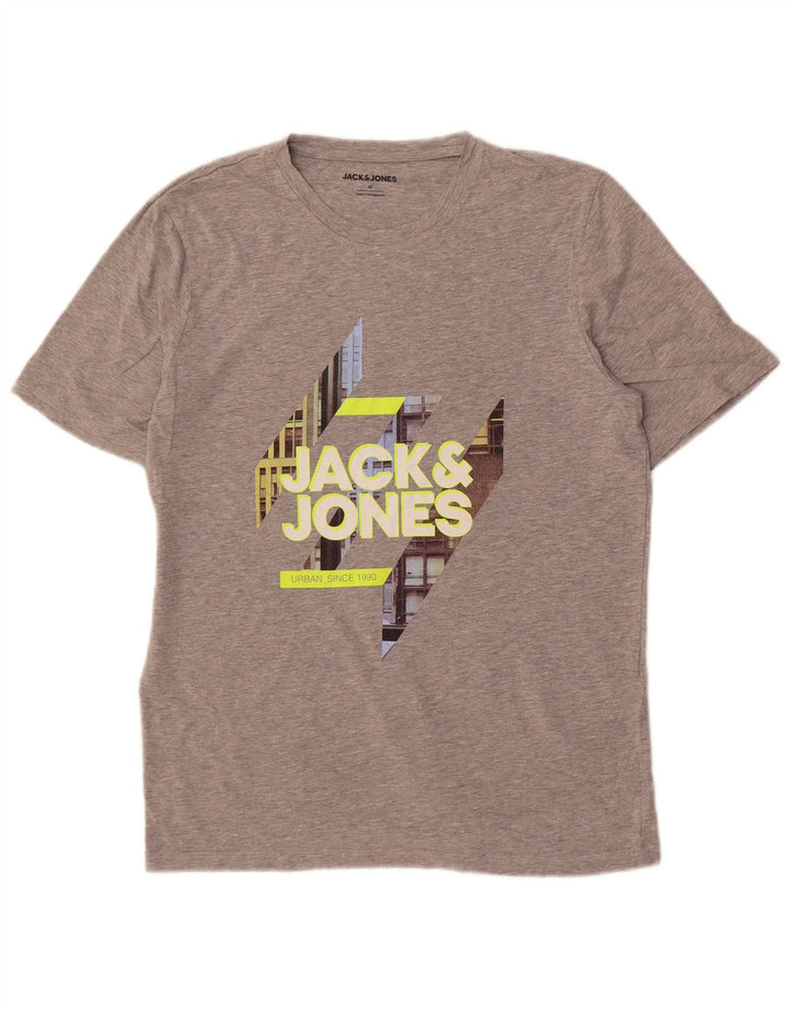 Jack & Jones Herren-T-Shirt mit Grafik, mittelgraue Baumwolle