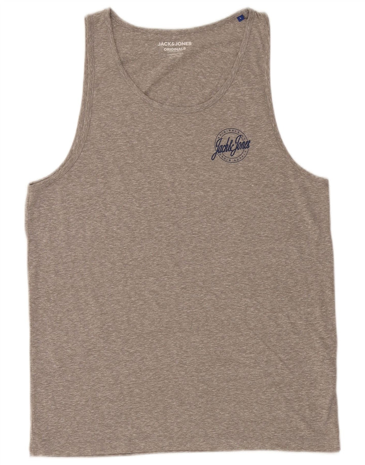 Jack & Jones Herren-T-Shirt-Oberteil, großes, grau meliertes Polyester