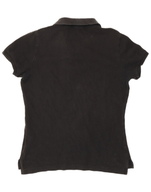 Ralph Lauren Damen Skinny Poloshirt UK 14 Große schwarze Baumwolle