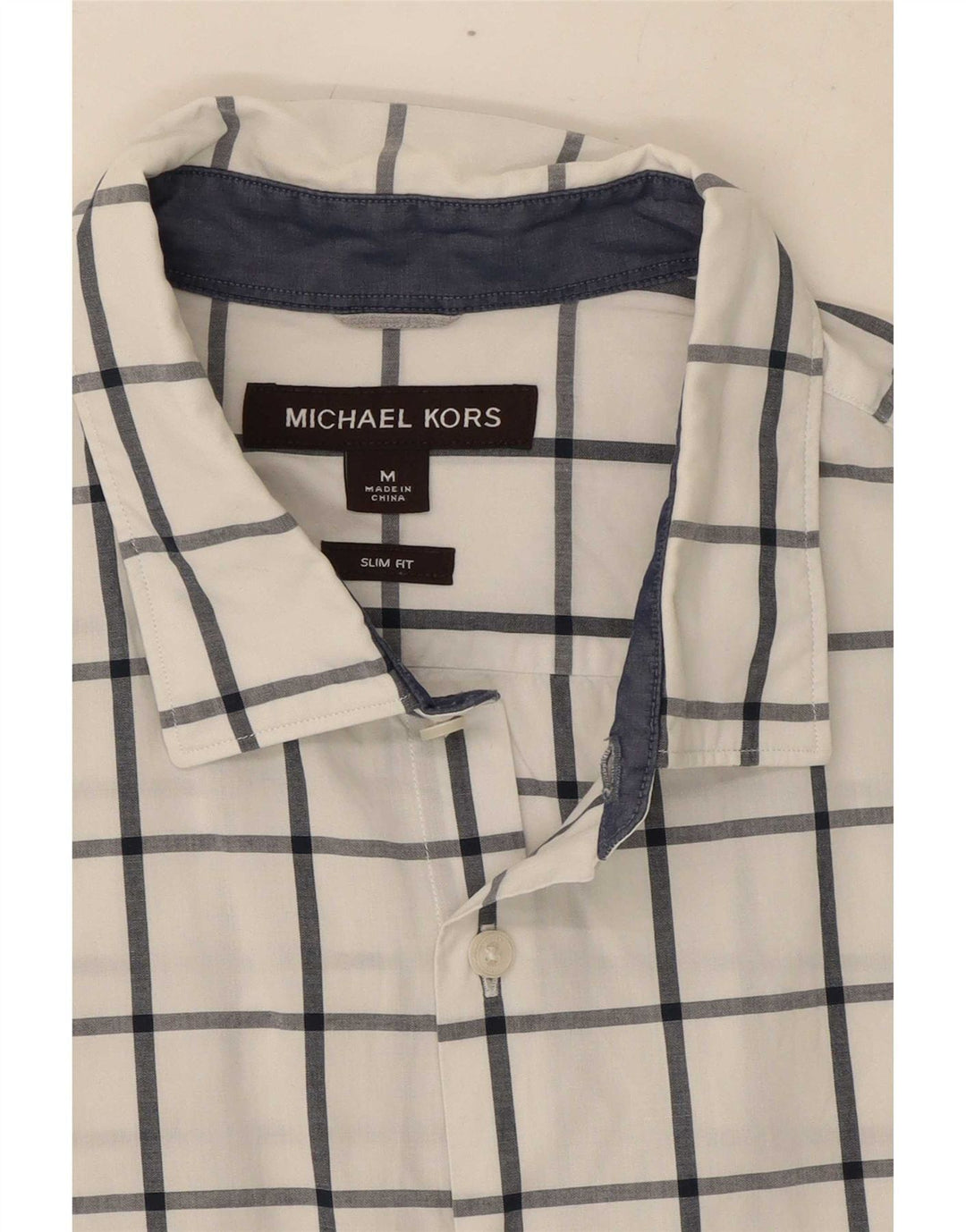 Michael Kors Herren Slim Fit Hemd Mittelweiß kariert
