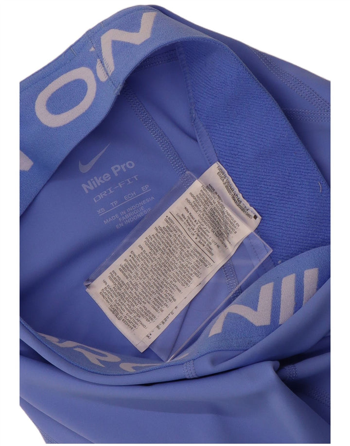 NIKE Womens Dri Fit Graphic Leggings UK 6 XS Blau Polyester