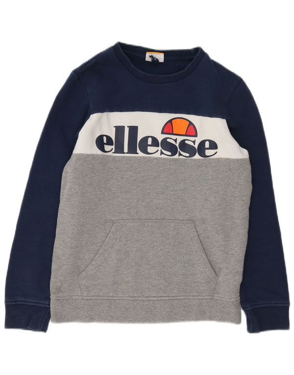 Ellesse Grafik-Sweatshirt für Jungen, 12–13 Jahre, blaue Farbblock-Baumwolle