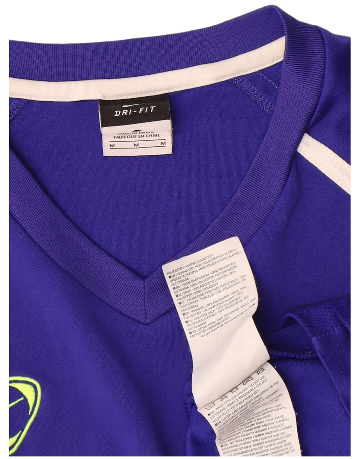 Nike Herren Dri Fit T-Shirt-Oberteil Mittelblaues Colourblock-Polyester