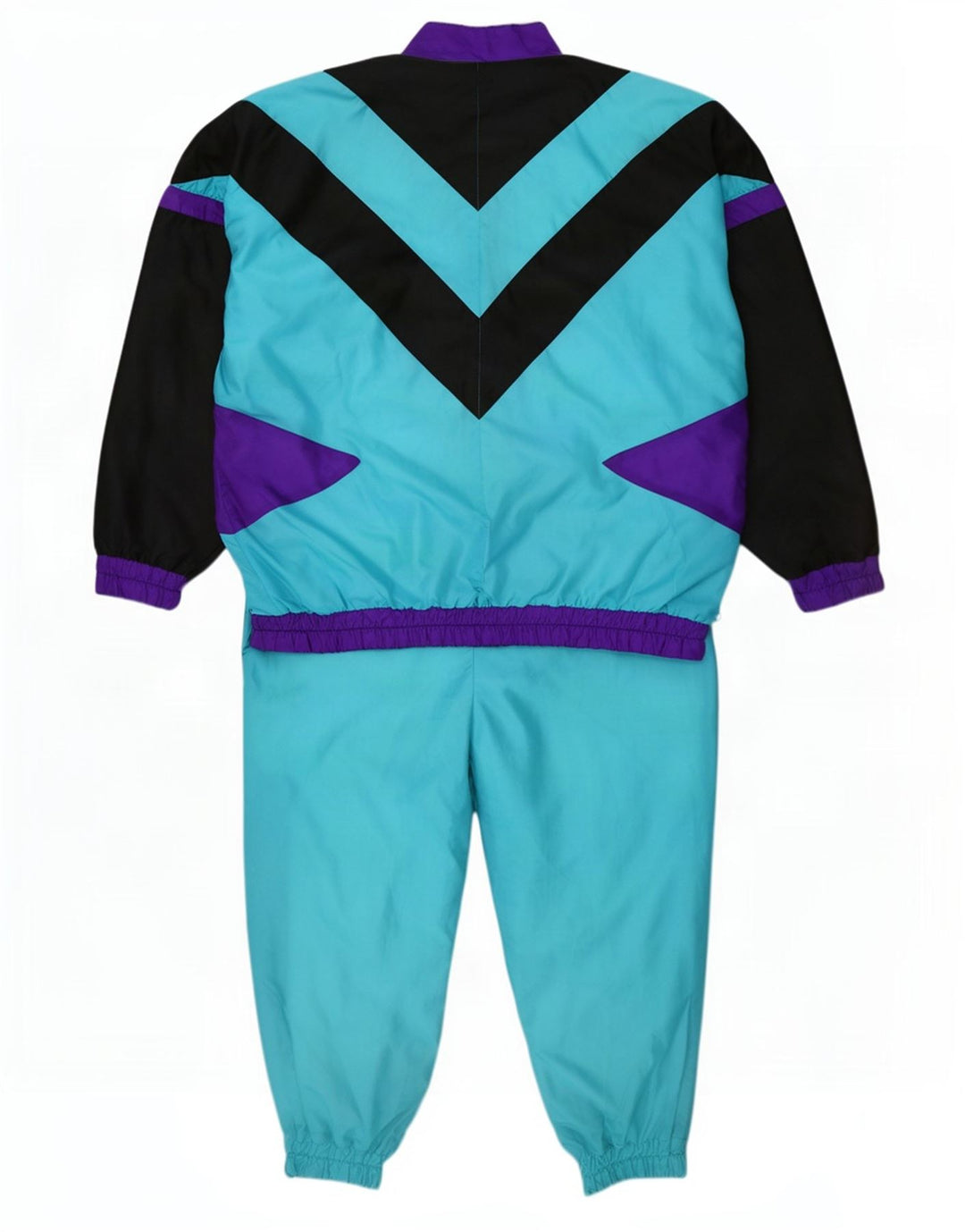 Vintage Herren-Trainingsanzug XL Blau Colourblock Polyamid Retro
