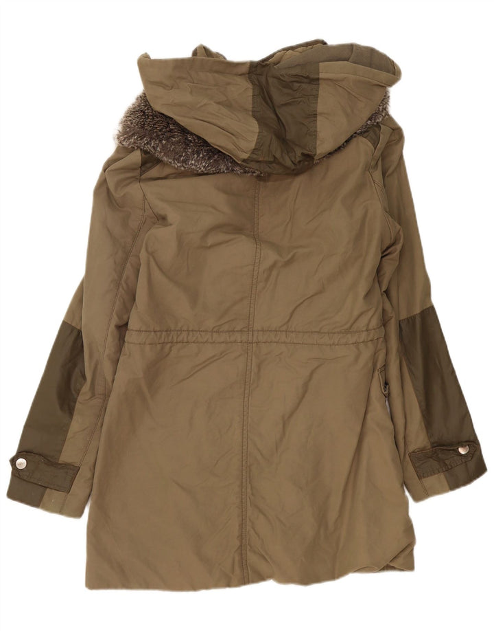 Karen Millen Damen-Parkajacke mit Kapuze, UK 12, mittleres Khaki, Polyester