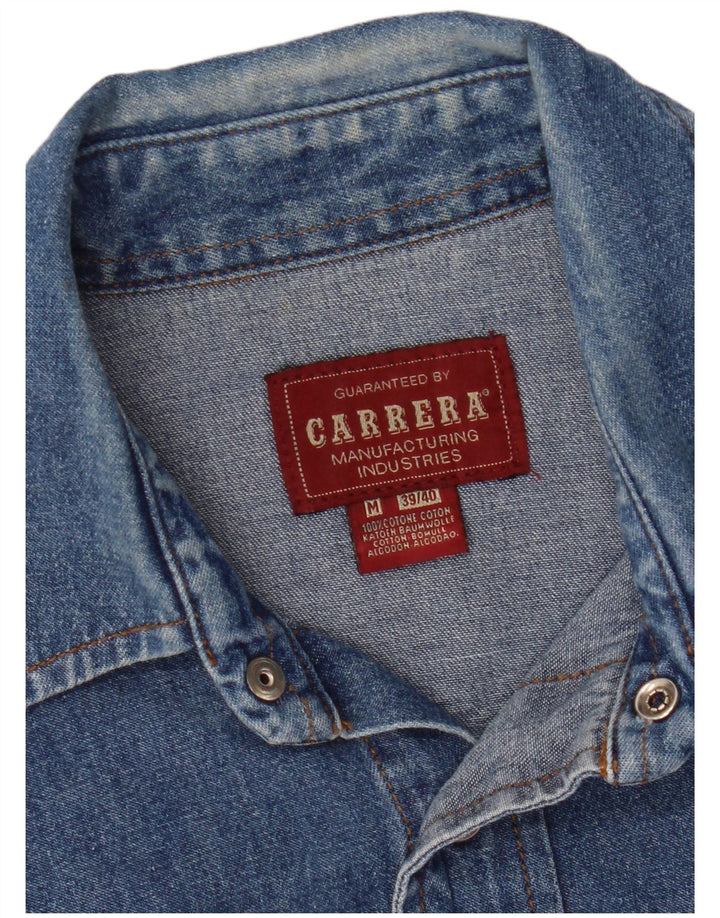 Carrera Herren-Jeanshemd, Größe 39/40, mittelblaue Baumwolle