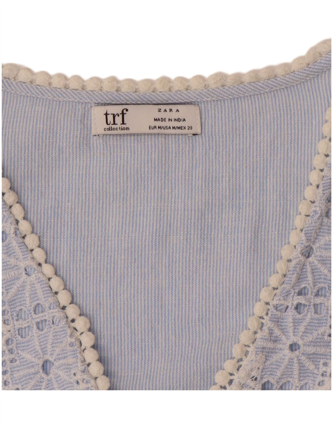 ZARA Damen Etuikleid UK 14 Mittelblauer Nadelstreifen