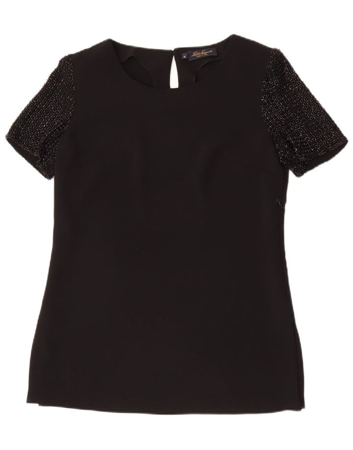 Luisa Spagnoli Damen Bluse Top UK 10 Small Schwarz Polyester