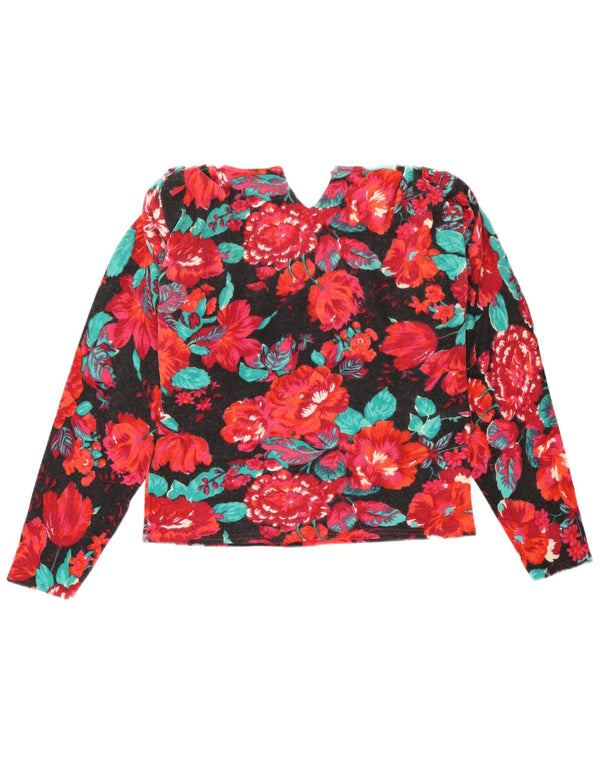 Vintage Damen Pullover mit Rundhalsausschnitt, UK 12, Medium, mehrfarbig, Blumenmuster