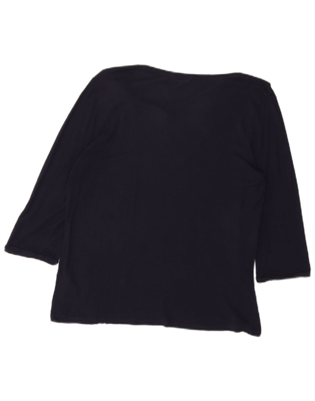 DESIGUAL Grafikoberteil für Damen, 3/4-Ärmel, UK 20 2XL, Marineblau mit Blumenmuster, Viskose