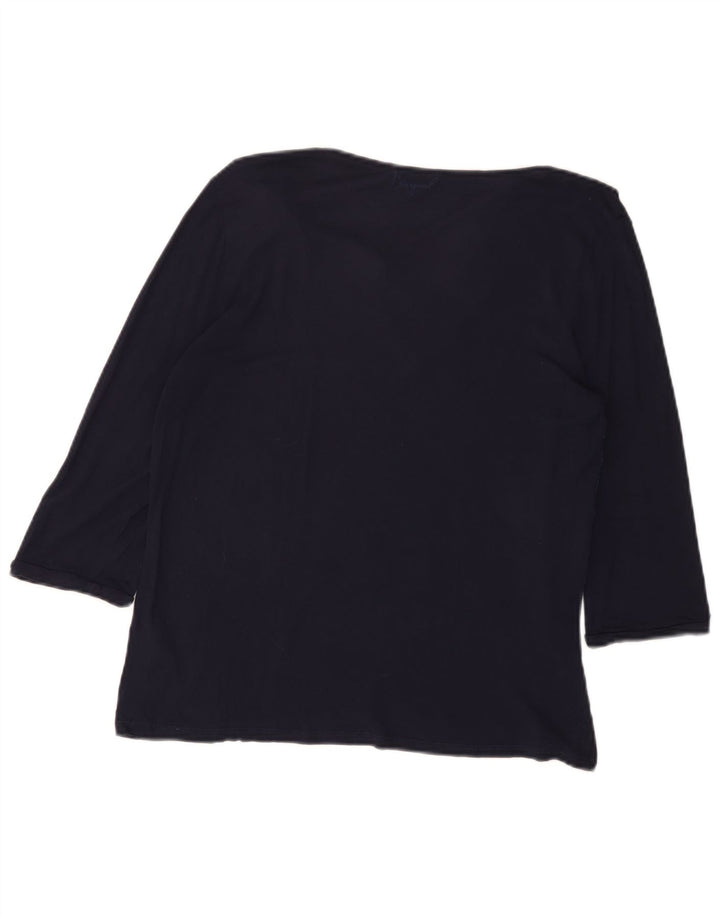 DESIGUAL Grafikoberteil für Damen, 3/4-Ärmel, UK 20 2XL, Marineblau mit Blumenmuster, Viskose