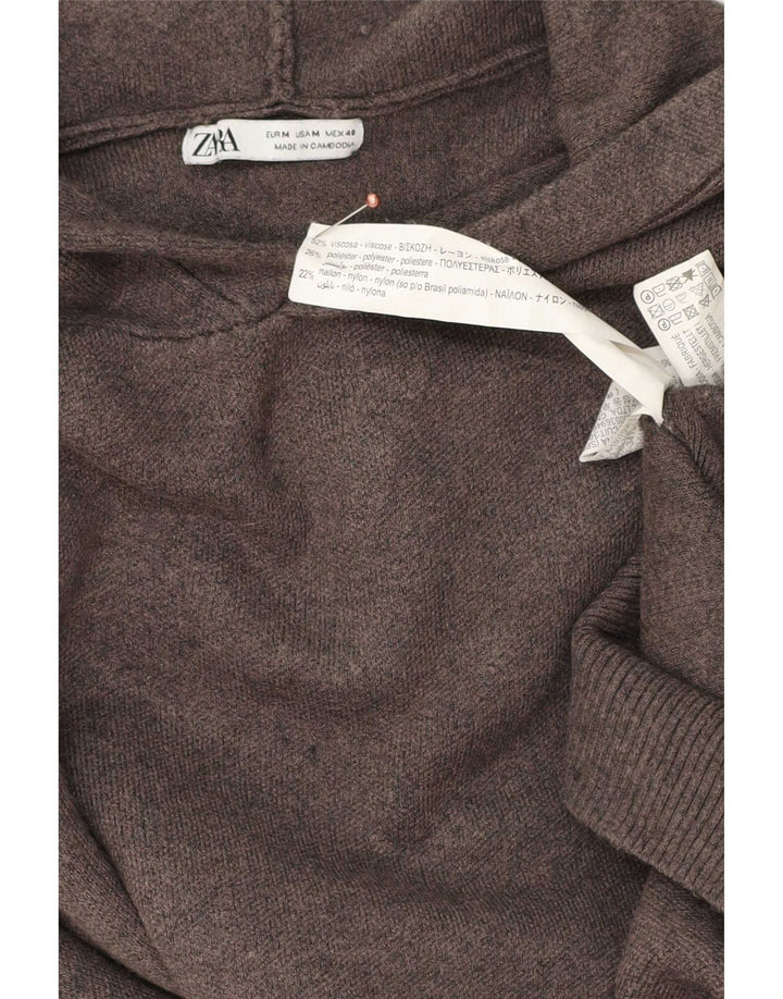 Zara Herren-Pullover mit Kapuze, mittelgraue Viskose