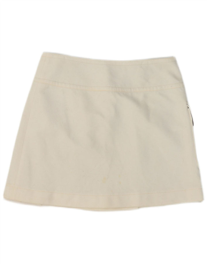 Max & Co. Damen Mini-Wickelrock UK 8 Small W32 Weiße Baumwolle