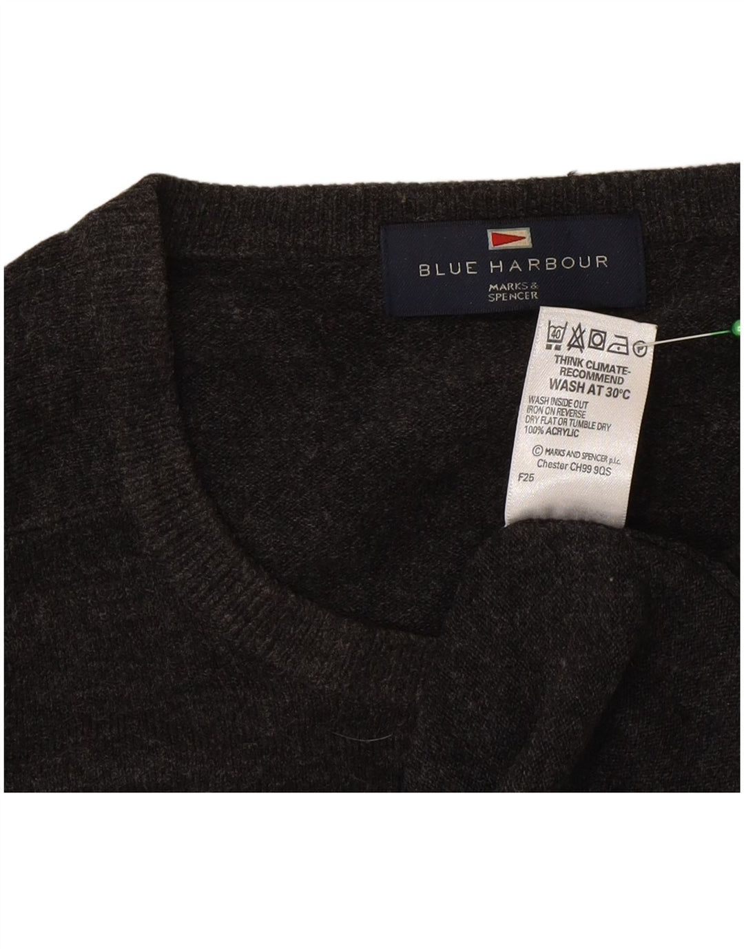 Marks & Spencer Herren-Pullover mit Rundhalsausschnitt, mittelgraues Acryl
