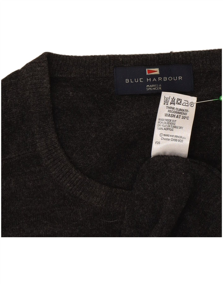 Marks & Spencer Herren-Pullover mit Rundhalsausschnitt, mittelgraues Acryl