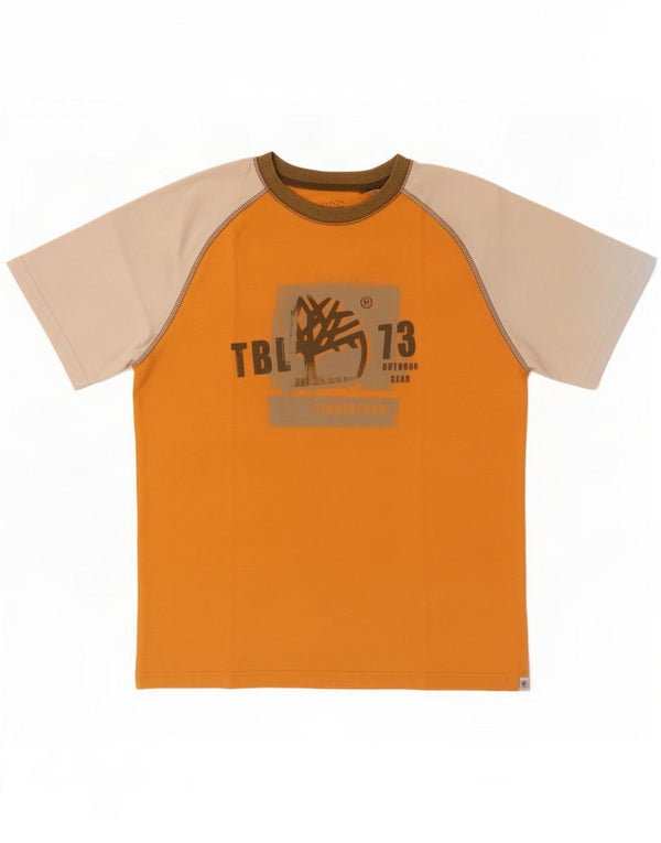 Timberland Grafik-T-Shirt für Jungen, 11–12 Jahre, orangefarbenes Farbblockdesign